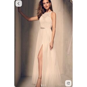 Mikaella Bridal Style 2202 Wedding Dress 12 Lace Bodice Tulle A-Line Beaded NEW*